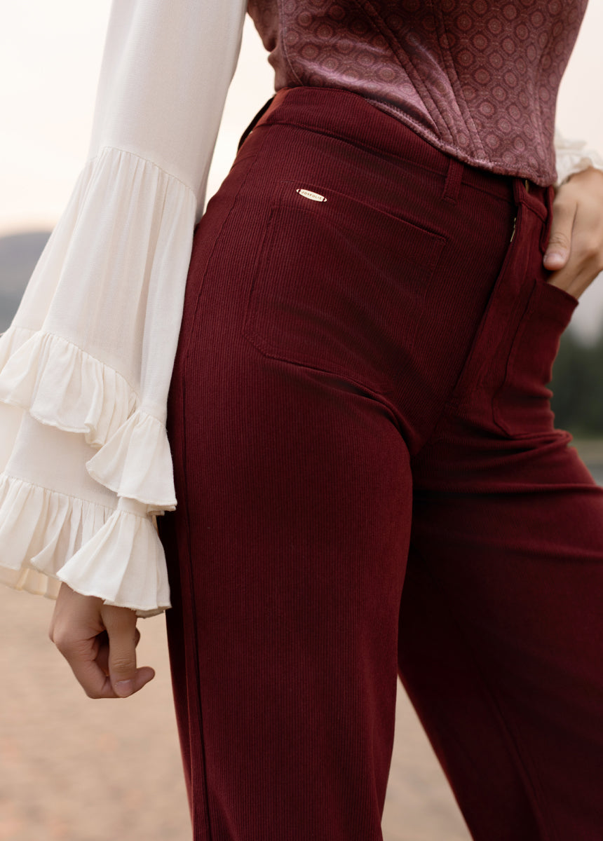 Avina Pants in Burgundy - Image 2